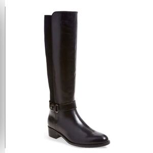 Aquatalia Olita Black Italian Leather Riding Boots Women's Size 8 OR 8.5